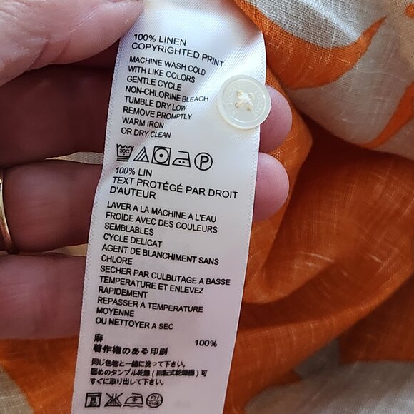 Tommy Bahama palm print orange button short sleeve blouse top shirt - Picture 6 of 8